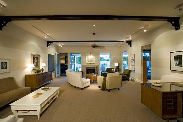 View of a modern and spacious living room in a house