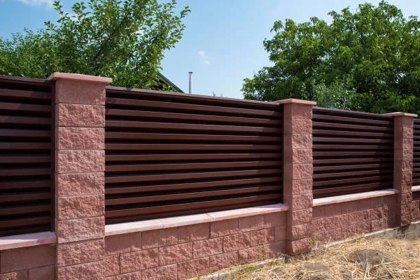 Brown corrugated metal shutter fence