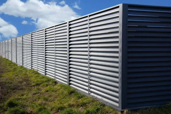 Modern metal profile fence with shutters or blinds